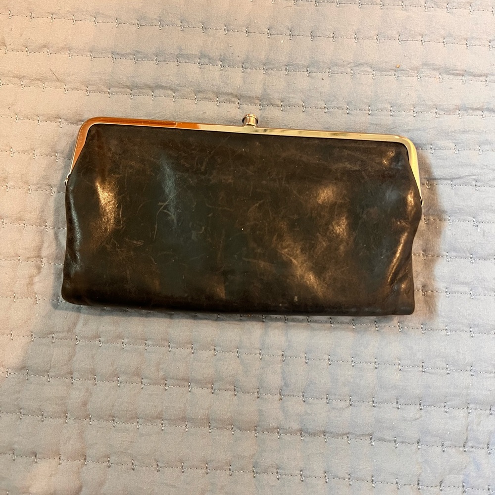 Vintage Black Leather Clutch Hobo
